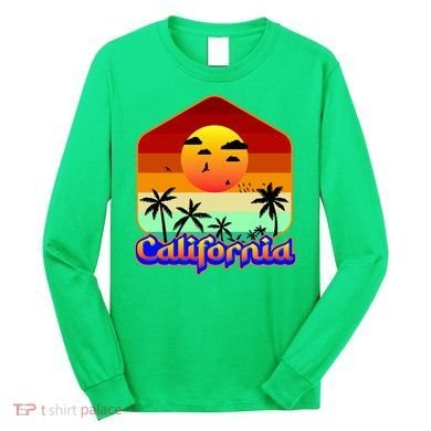 California Retro Beach Sunset Logo Long Sleeve Shirt
