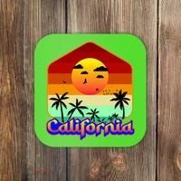 California Retro Beach Sunset Logo Coaster thumb 0