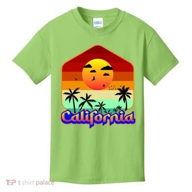California Retro Beach Sunset Logo Kids T-Shirt