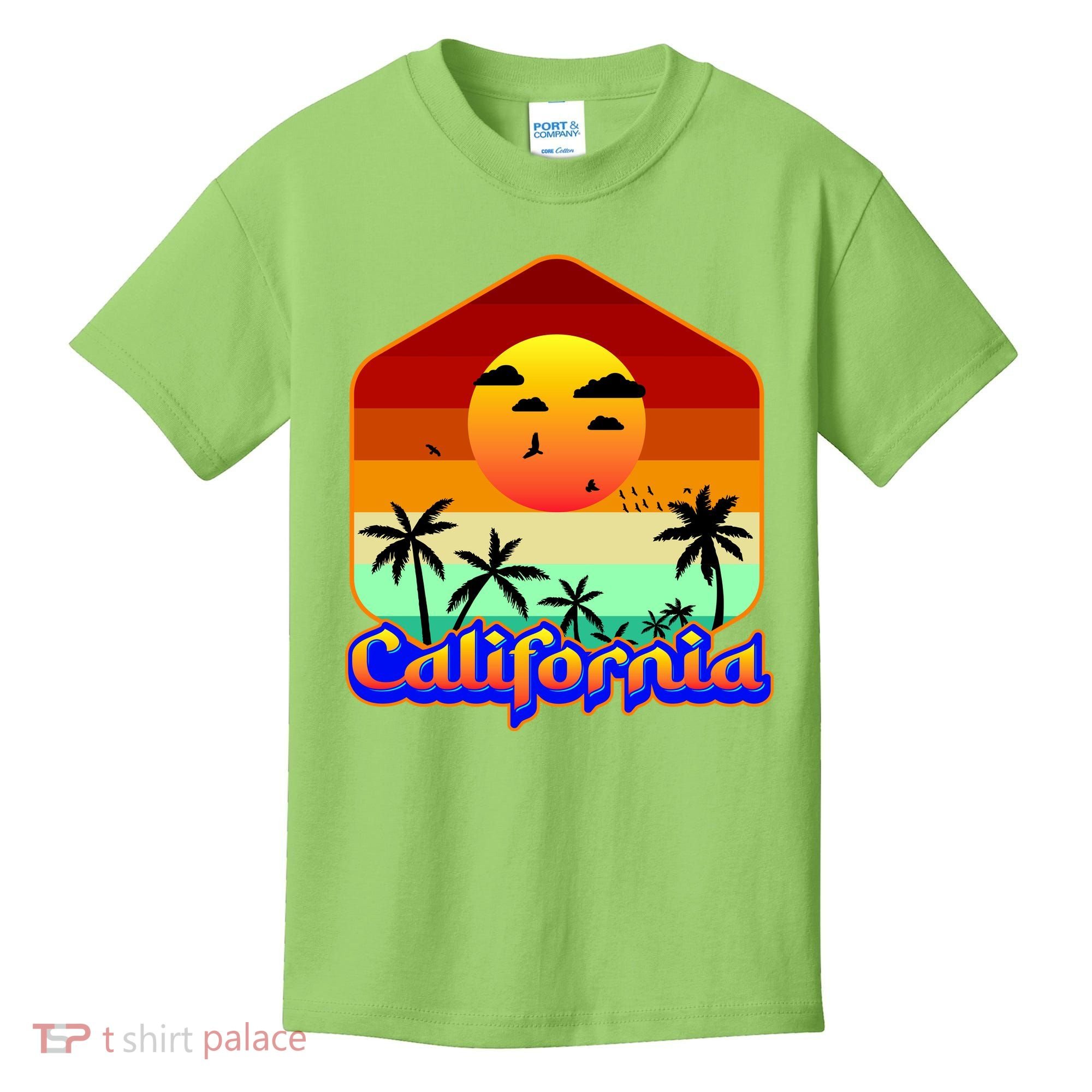 California Retro Beach Sunset Logo Kids T-Shirt