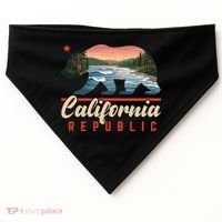 California Republic Bear Cali West Coast Beach Sunset USA-Made Doggie Bandana thumb 0
