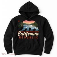 California Republic Bear Cali West Coast Beach Sunset Hoodie thumb 0