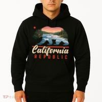 California Republic Bear Cali West Coast Beach Sunset Hoodie thumb 2