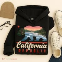 California Republic Bear Cali West Coast Beach Sunset Hoodie thumb 4