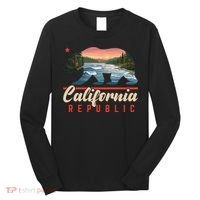 California Republic Bear Cali West Coast Beach Sunset Long Sleeve Shirt thumb 0