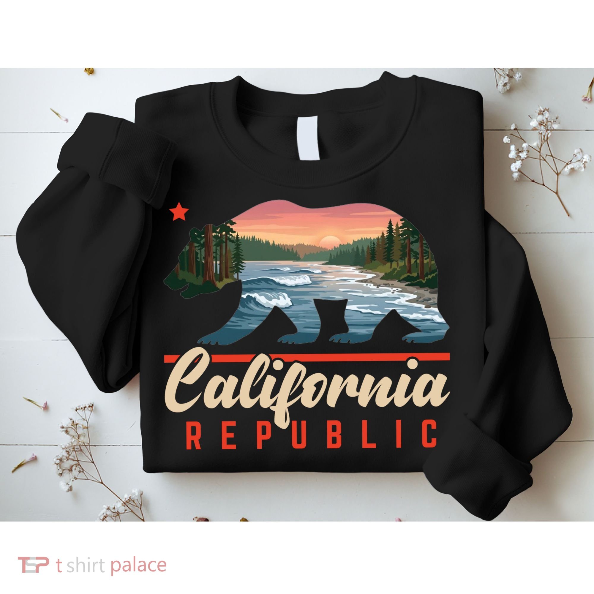 California Republic Bear Cali West Coast Beach Sunset Sweatshirt