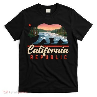 California Republic Bear Cali West Coast Beach Sunset T-Shirt