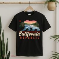 California Republic Bear Cali West Coast Beach Sunset T-Shirt thumb 2