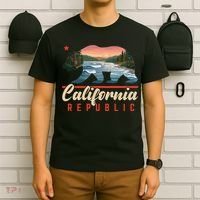 California Republic Bear Cali West Coast Beach Sunset T-Shirt thumb 6