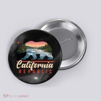 California Republic Bear Cali West Coast Beach Sunset Button thumb 0