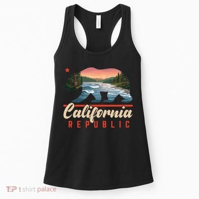California Republic Bear Cali West Coast Beach Sunset Women's Tank Top