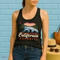 California Republic Bear Cali West Coast Beach Sunset Women's Tank Top thumb 2