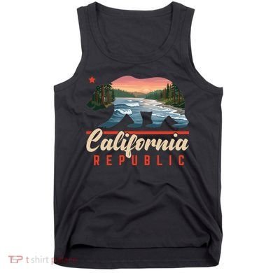 California Republic Bear Cali West Coast Beach Sunset Tank Top