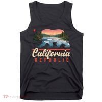 California Republic Bear Cali West Coast Beach Sunset Tank Top thumb 0