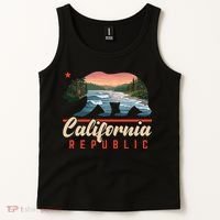 California Republic Bear Cali West Coast Beach Sunset Tank Top thumb 2