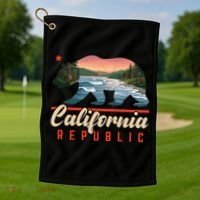 California Republic Bear Cali West Coast Beach Sunset Golf Towel thumb 1
