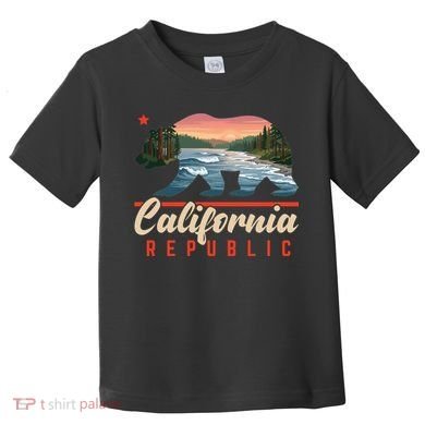 California Republic Bear Cali West Coast Beach Sunset Toddler T-Shirt