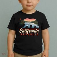 California Republic Bear Cali West Coast Beach Sunset Toddler T-Shirt thumb 2