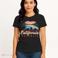 California Republic Bear Cali West Coast Beach Sunset Women's T-Shirt thumb 4