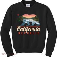 California Republic Bear Cali West Coast Beach Sunset Kids Sweatshirt thumb 0