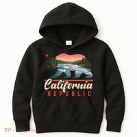 California Republic Bear Cali West Coast Beach Sunset Kids Hoodie thumb 0