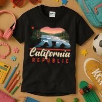 California Republic Bear Cali West Coast Beach Sunset Kids T-Shirt thumb 3