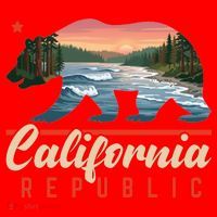 California Republic Bear Cali West Coast Beach Sunset Santa Hat thumb 1