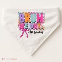 Cute Retro Bruh We Out First Graders USA-Made Doggie Bandana thumb 0