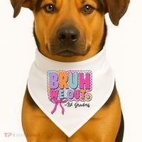 Cute Retro Bruh We Out First Graders USA-Made Doggie Bandana thumb 1