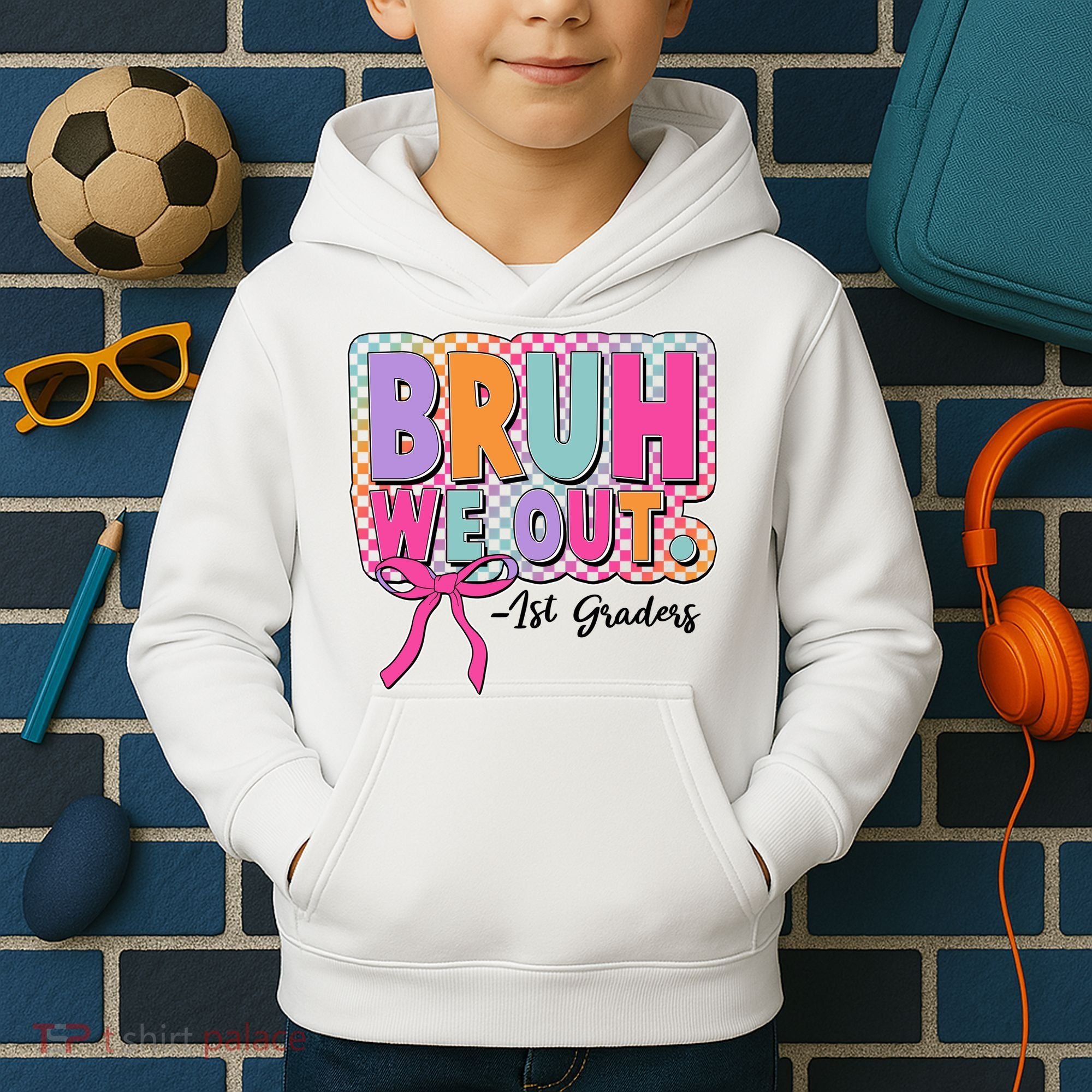 Cute Retro Bruh We Out First Graders Kids Hoodie
