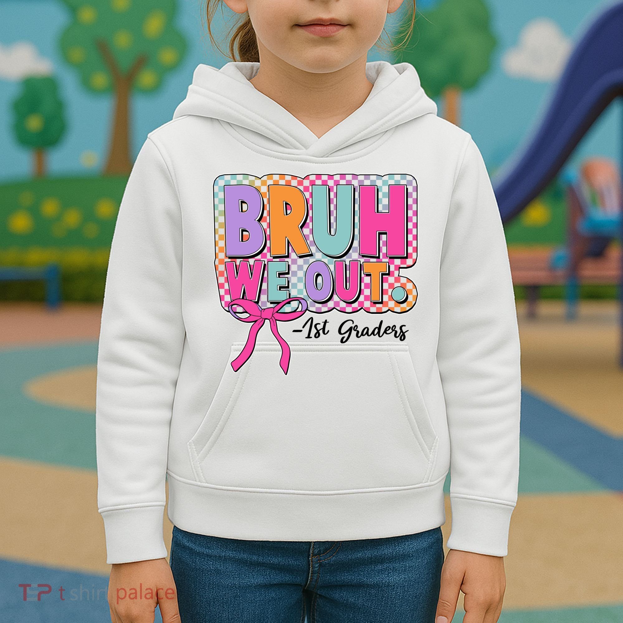 Cute Retro Bruh We Out First Graders Kids Hoodie