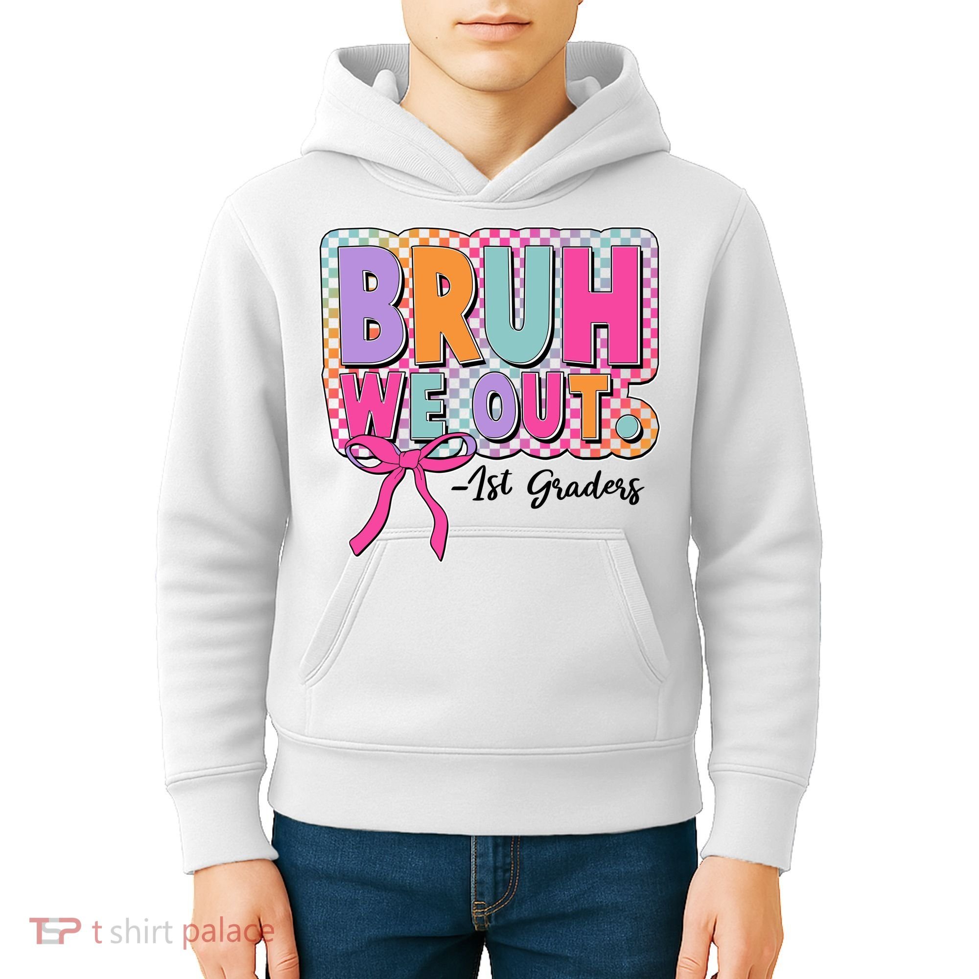 Cute Retro Bruh We Out First Graders Kids Hoodie