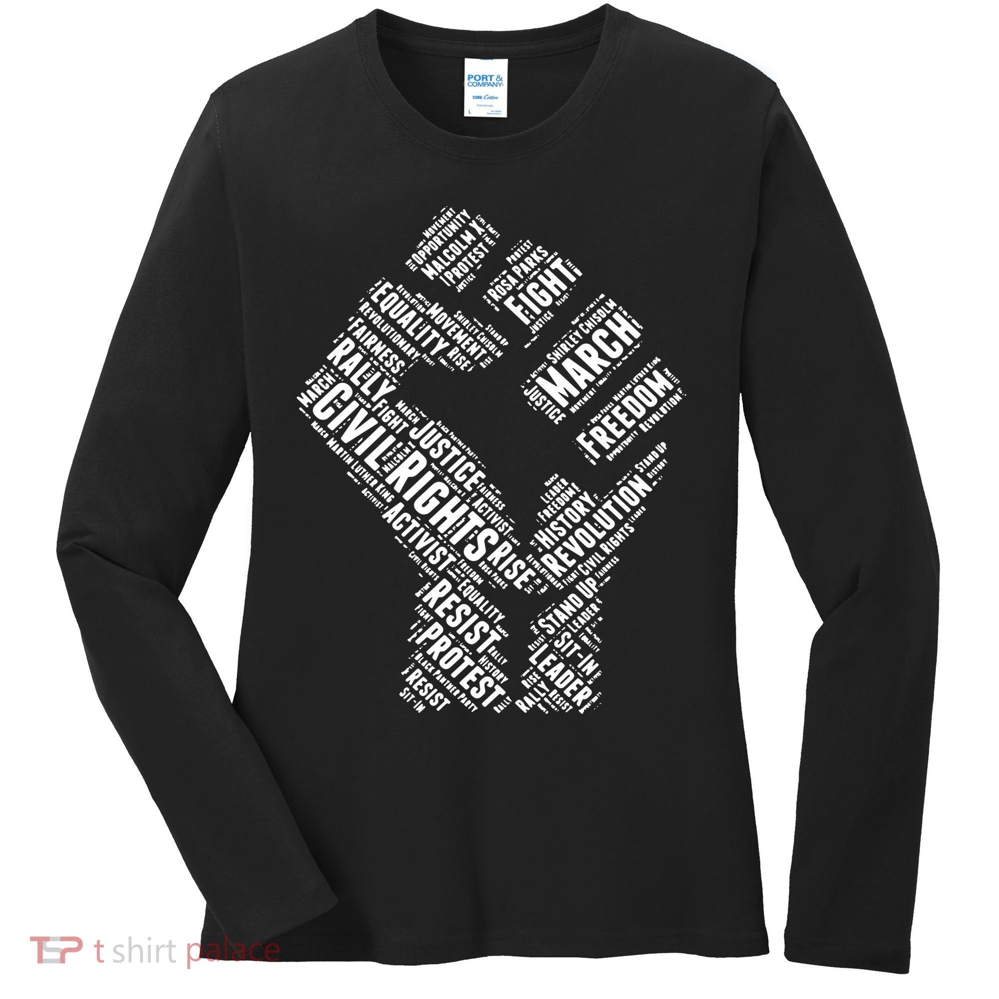 Civil Rights Black Power Fist March For Justice Women's Long Sleeve Shirt