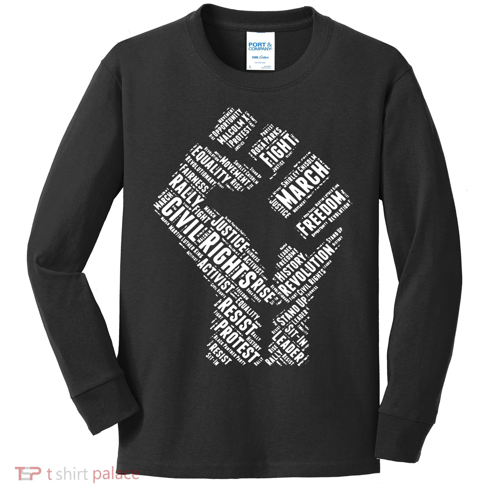 Civil Rights Black Power Fist March For Justice Kids Long Sleeve Shirt