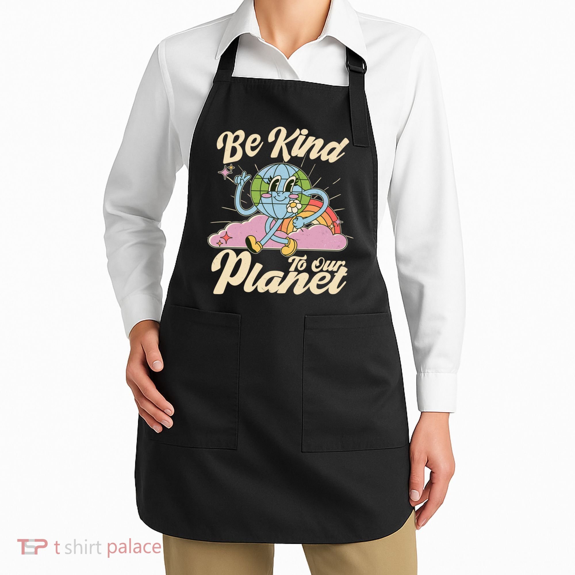 Cute Retro Be Kind To Our Planet Celebrate Earth Day Apron