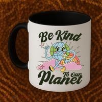 Cute Retro Be Kind To Our Planet Celebrate Earth Day Coffee Mug thumb 2