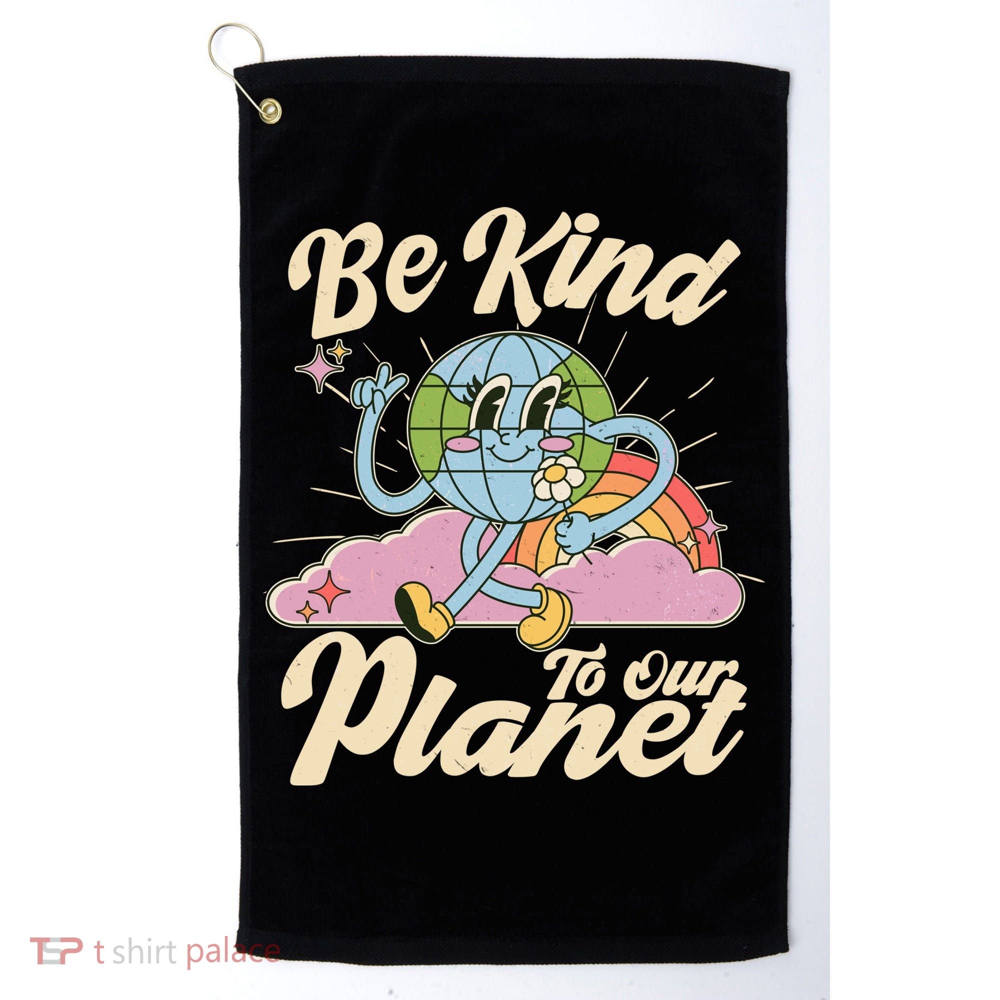 Cute Retro Be Kind To Our Planet Celebrate Earth Day Golf Towel