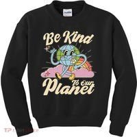 Cute Retro Be Kind To Our Planet Celebrate Earth Day Kids Sweatshirt thumb 0