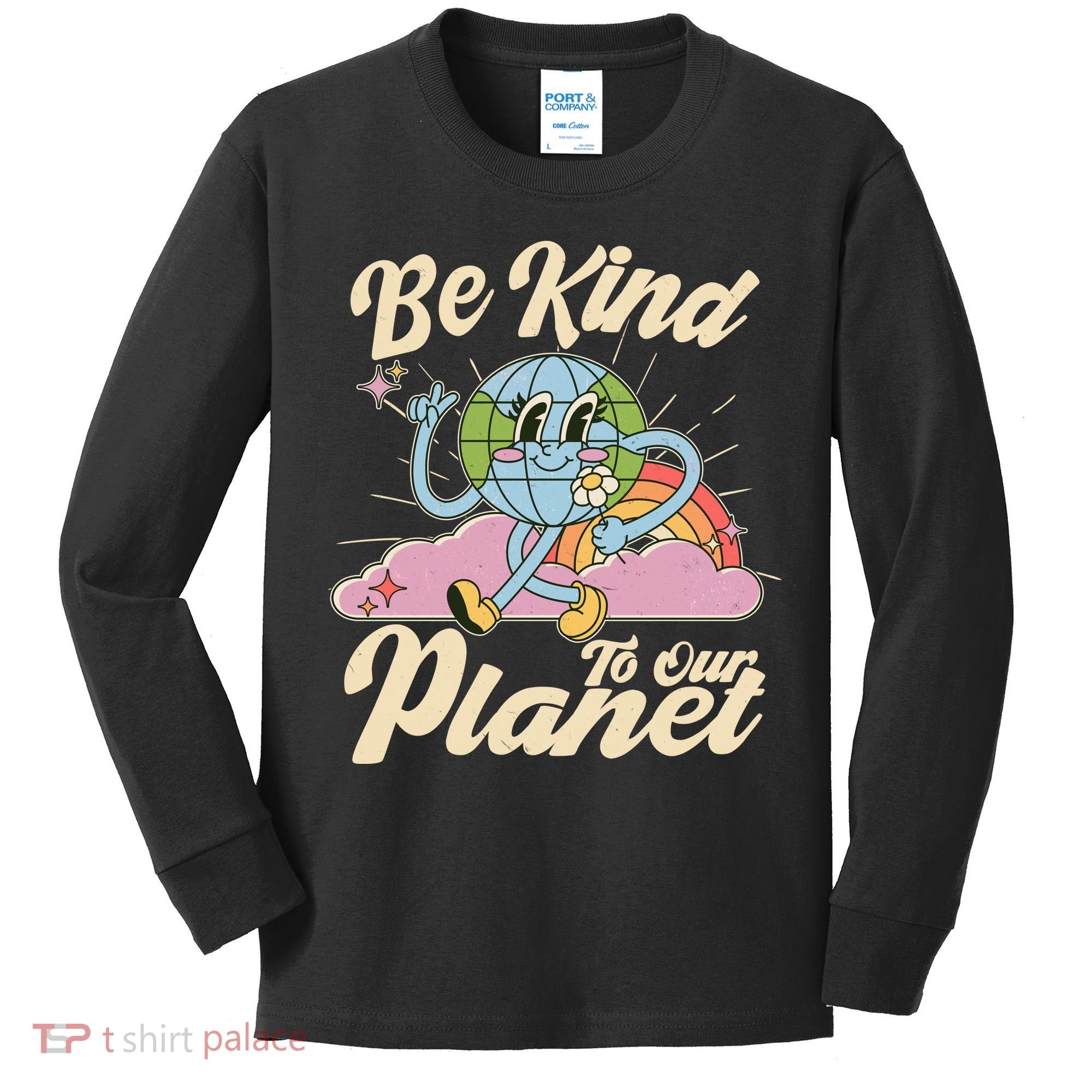 Cute Retro Be Kind To Our Planet Celebrate Earth Day Kids Long Sleeve Shirt