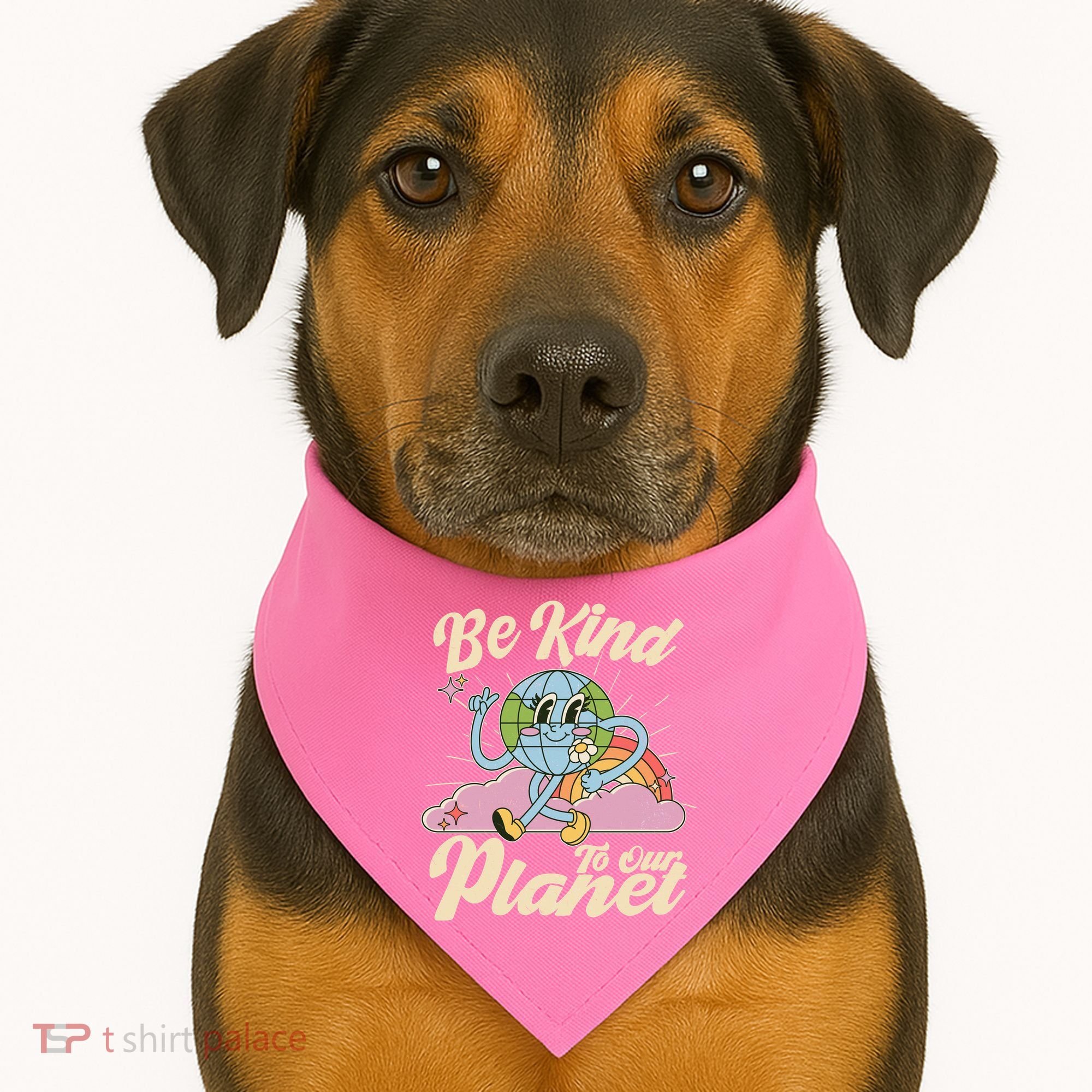 Cute Retro Be Kind To Our Planet Celebrate Earth Day USA-Made Doggie Bandana