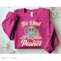 Cute Retro Be Kind To Our Planet Celebrate Earth Day Sweatshirt thumb 2