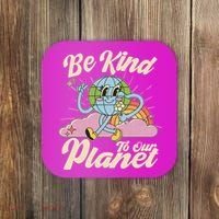 Cute Retro Be Kind To Our Planet Celebrate Earth Day Coaster thumb 0