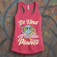 Cute Retro Be Kind To Our Planet Celebrate Earth Day Women's Tank Top thumb 3