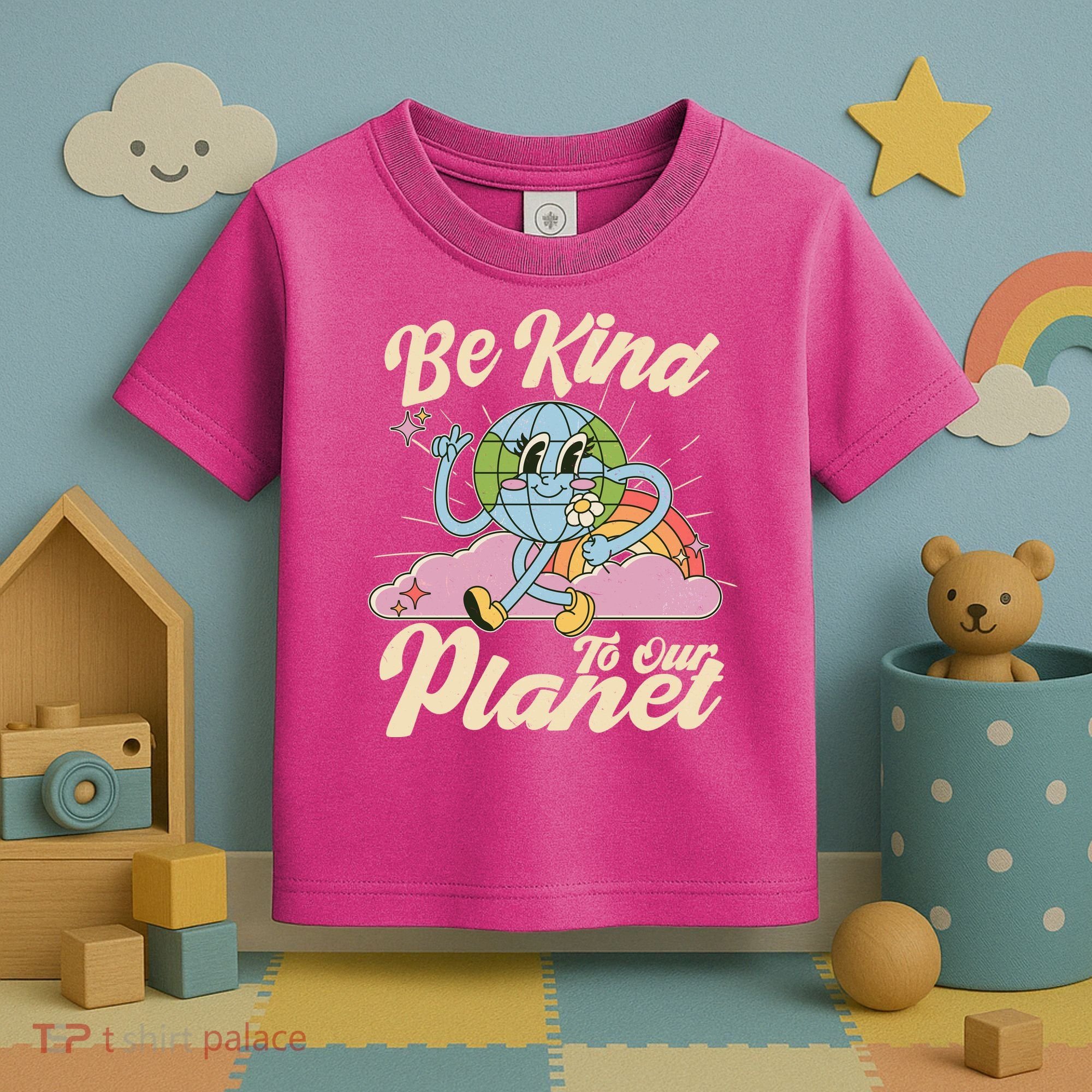 Cute Retro Be Kind To Our Planet Celebrate Earth Day Toddler T-Shirt