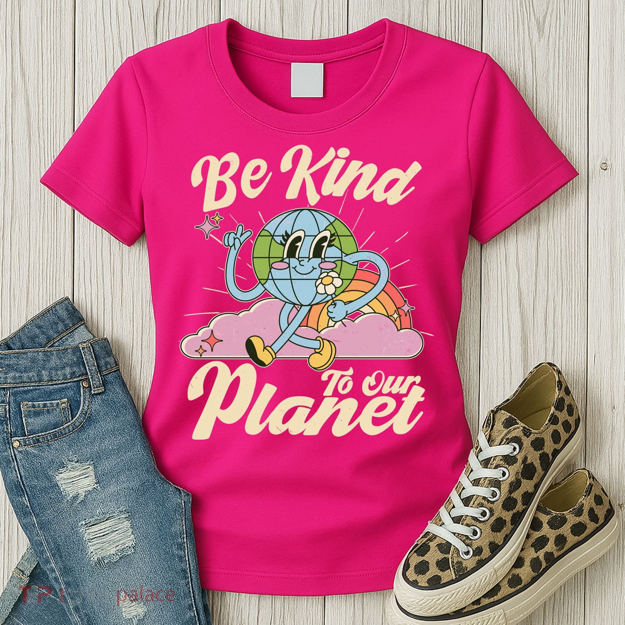 Cute Retro Be Kind To Our Planet Celebrate Earth Day Women's T-Shirt