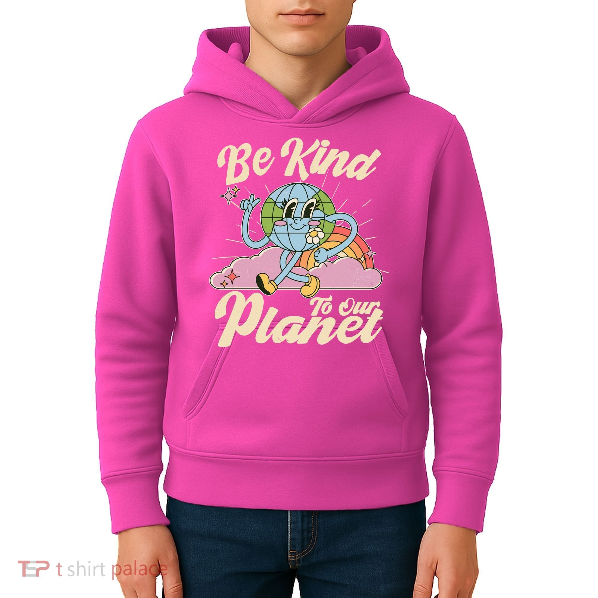 Cute Retro Be Kind To Our Planet Celebrate Earth Day Kids Hoodie