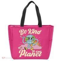 Cute Retro Be Kind To Our Planet Celebrate Earth Day Tote Bag thumb 0
