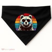 Cool Retro Bear In Sunglasses 70s 80s 90s Novelty Funny Bear USA-Made Doggie Bandana thumb 0