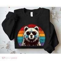 Cool Retro Bear In Sunglasses 70s 80s 90s Novelty Funny Bear Sweatshirt thumb 2