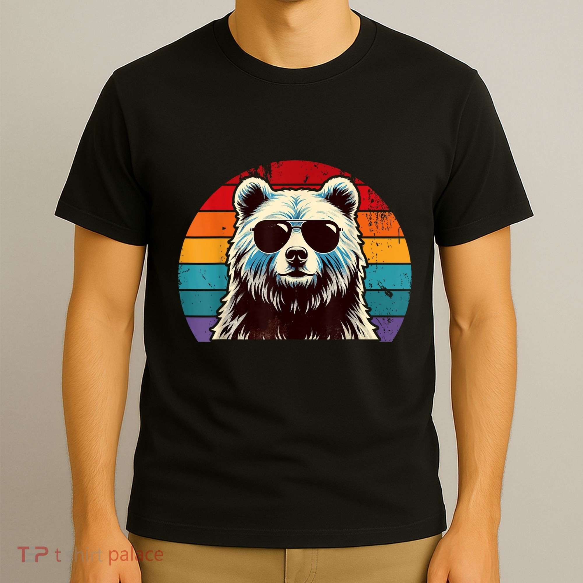 Cool Retro Bear In Sunglasses 70s 80s 90s Novelty Funny Bear T-Shirt